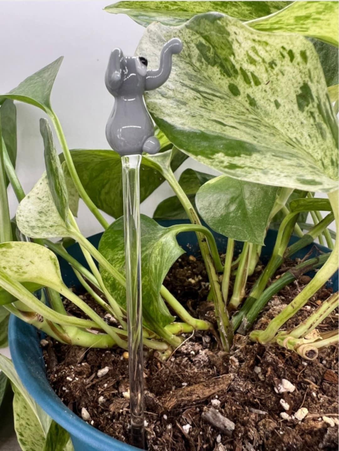 Gray Elephant Glass Plant Stake