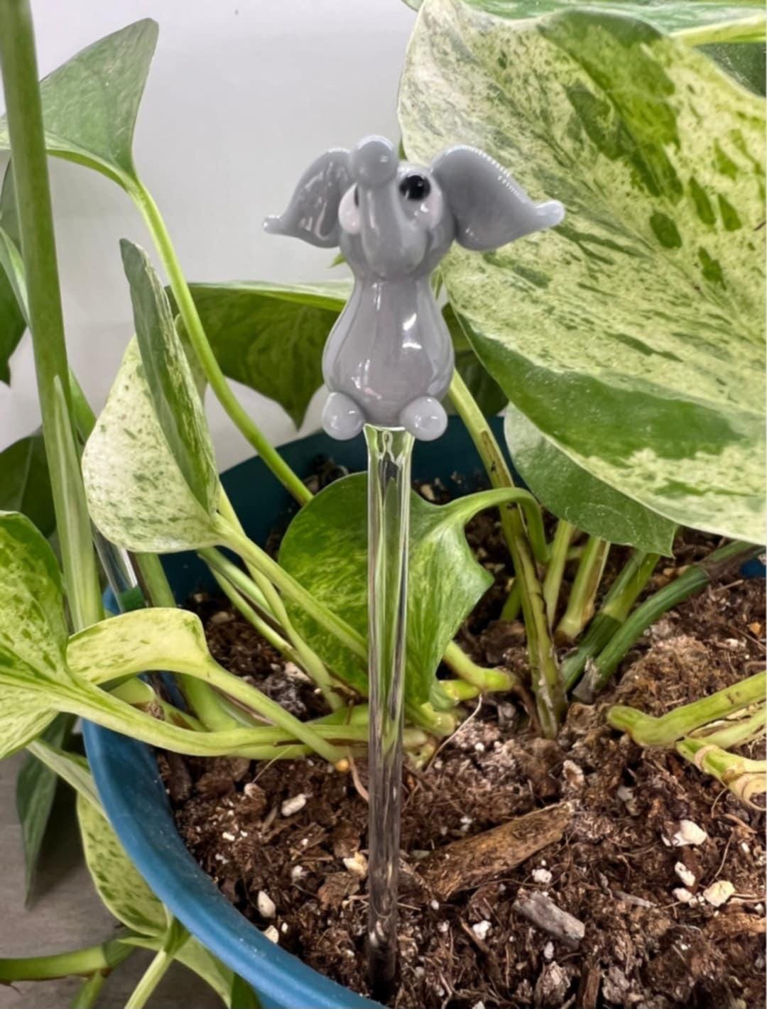 Gray Elephant Glass Plant Stake