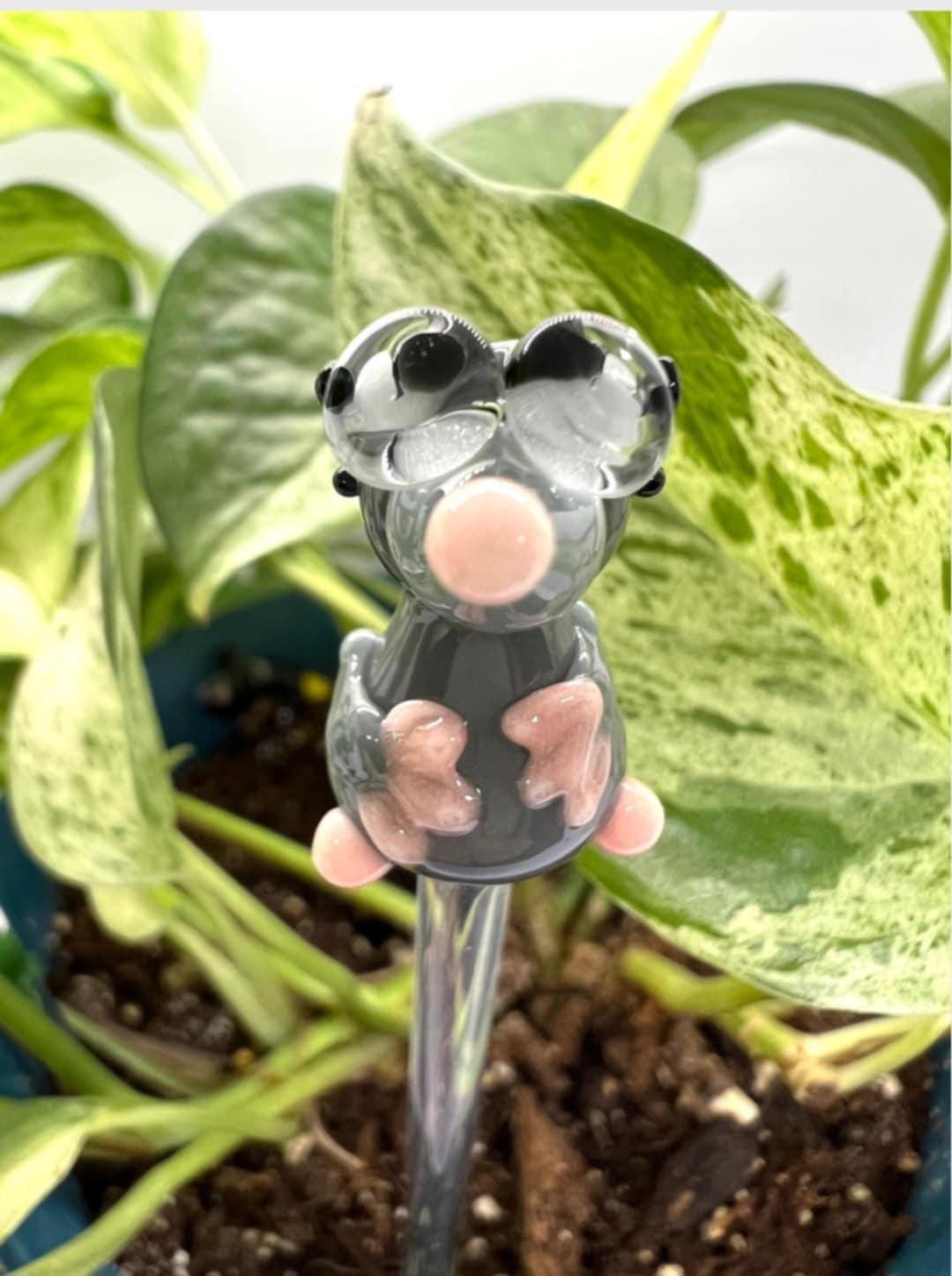 Mole with Glasses Glass Plant Stake- Customizable Length- Free Gift Wrap
