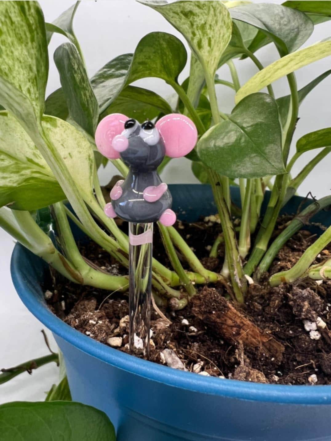 Gray Mouse Glass Plant Stake