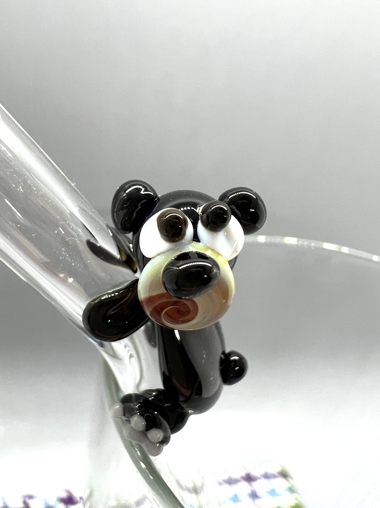 Black Bear Glass Drinking Straw