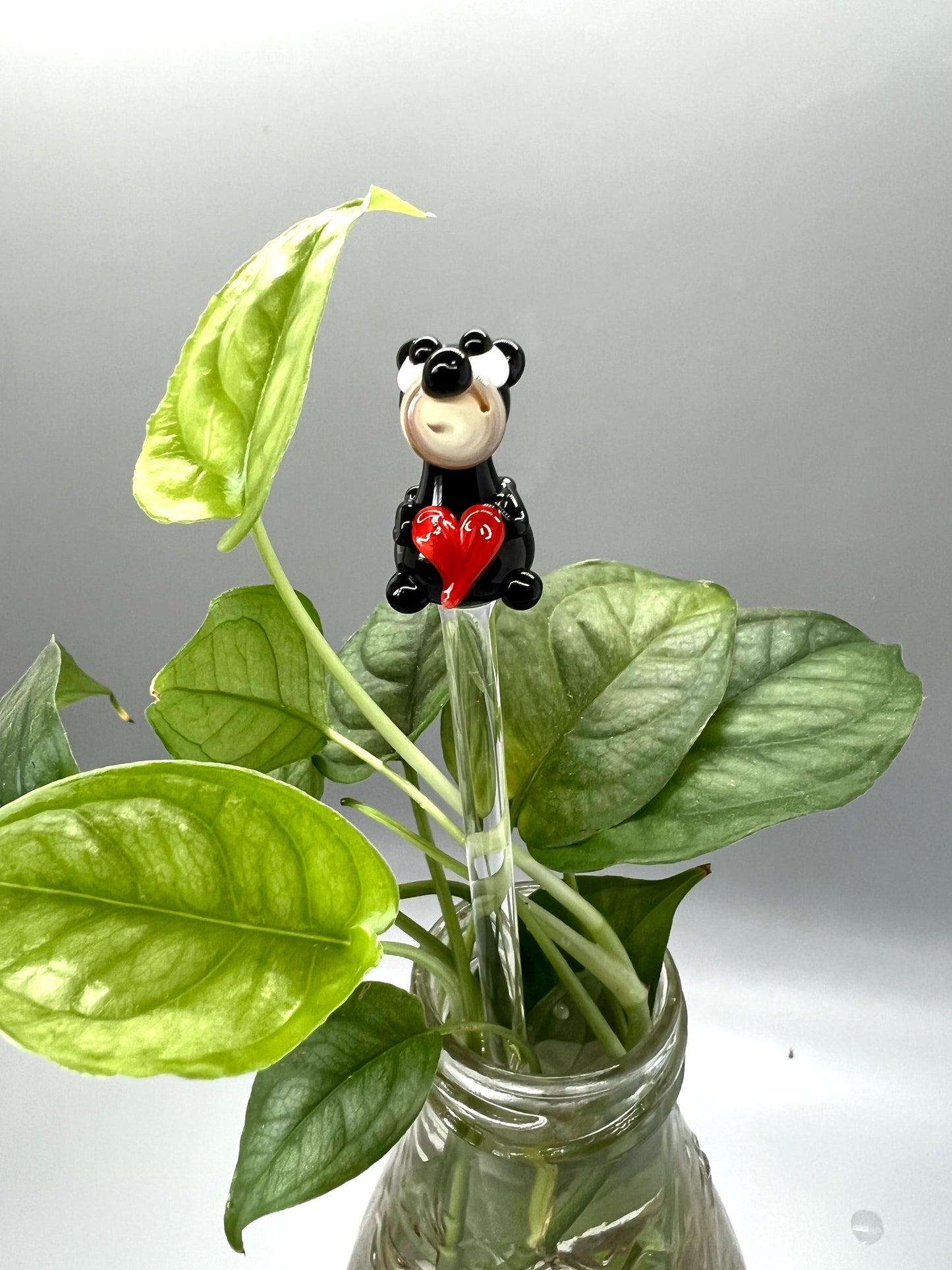 Valentines Bear Glass Plant Stake