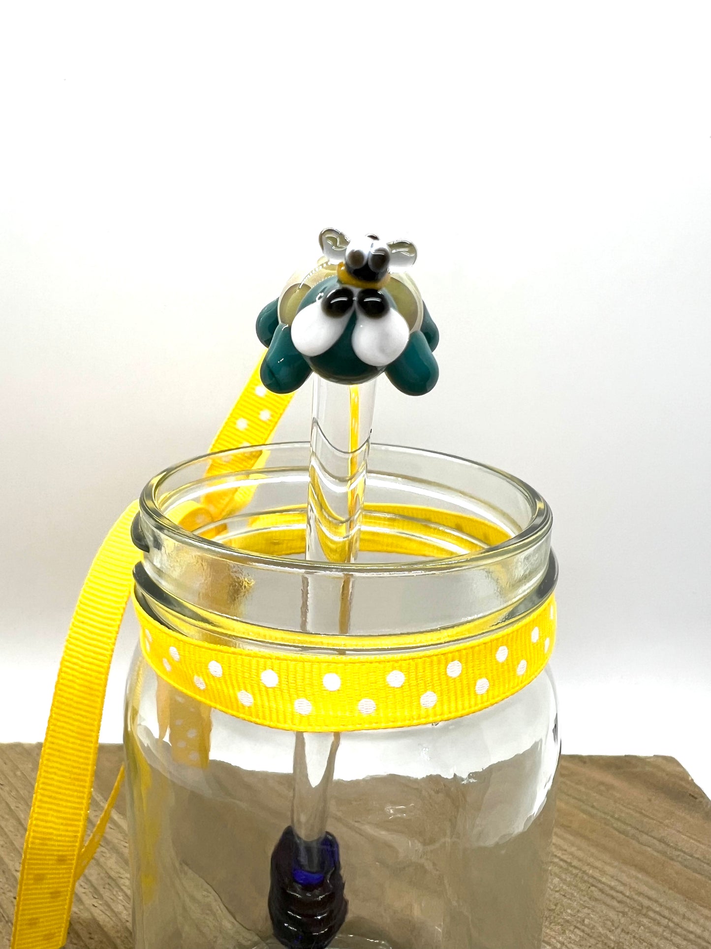 Turtle and Bee Glass Honey Drizzle Wand