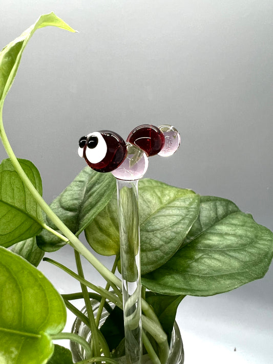 Valentines Caterpillar Glass Plant Stake