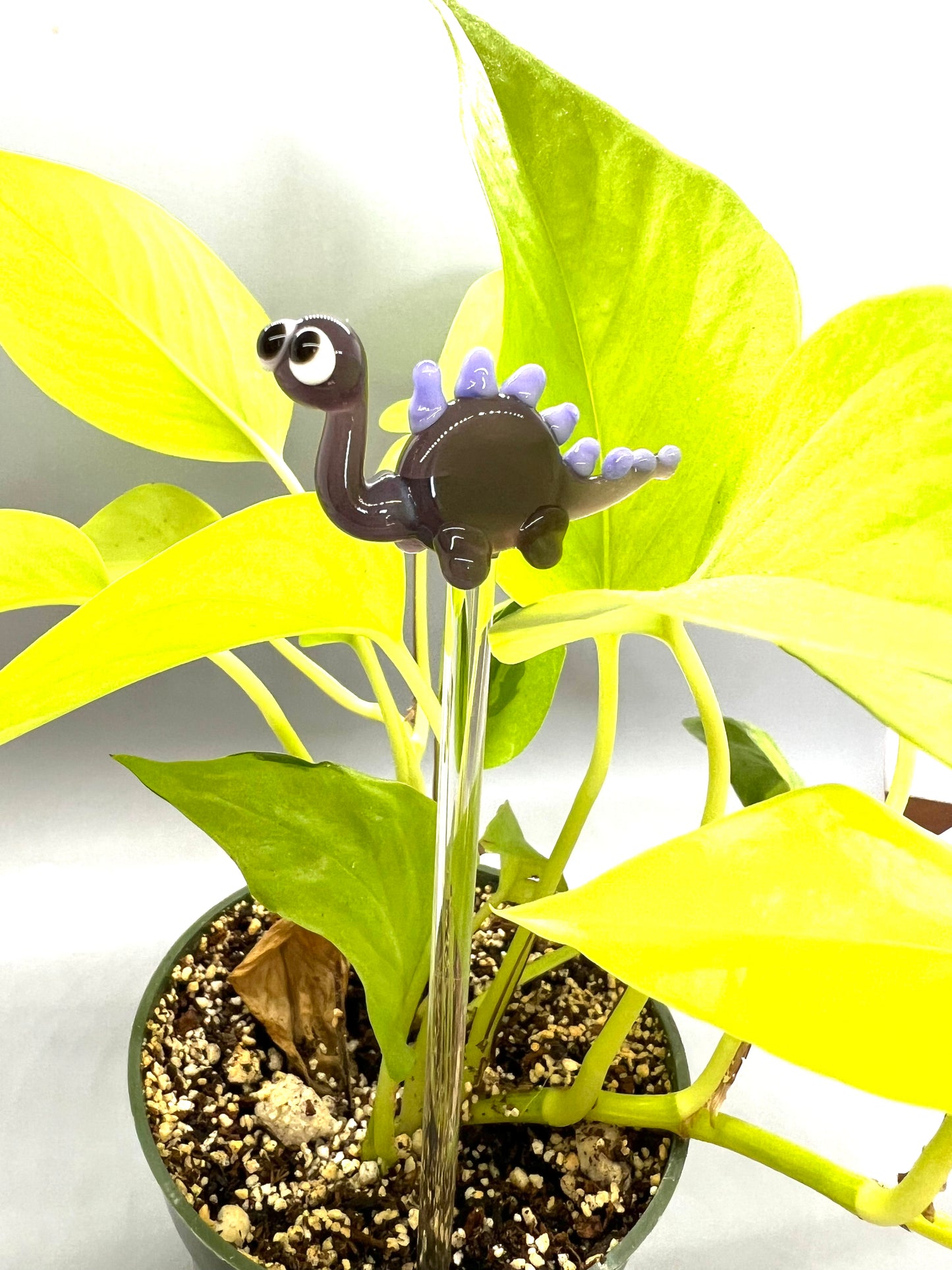 Purple Dinosaur Glass Plant Stake