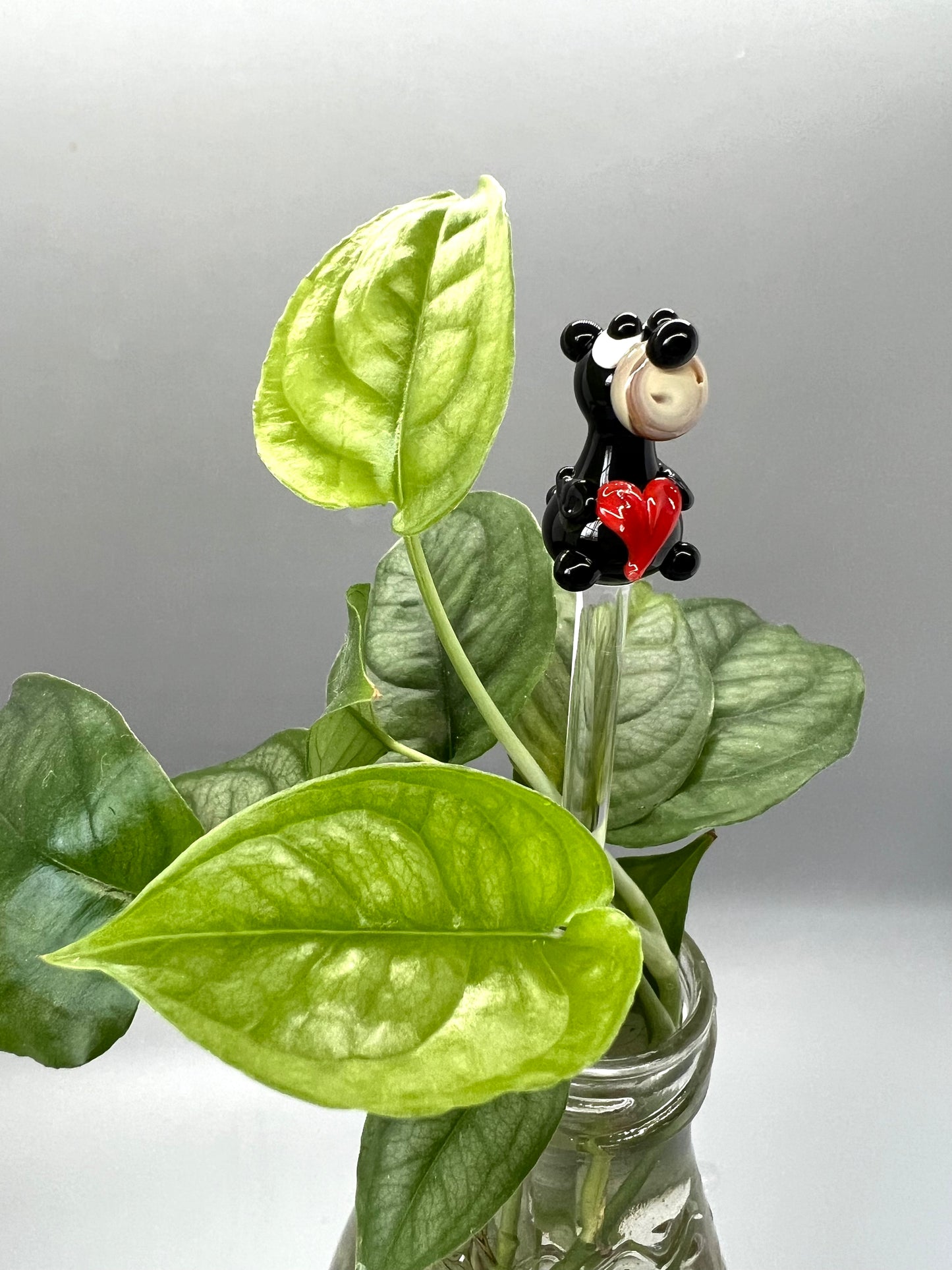 Valentines Bear Glass Plant Stake