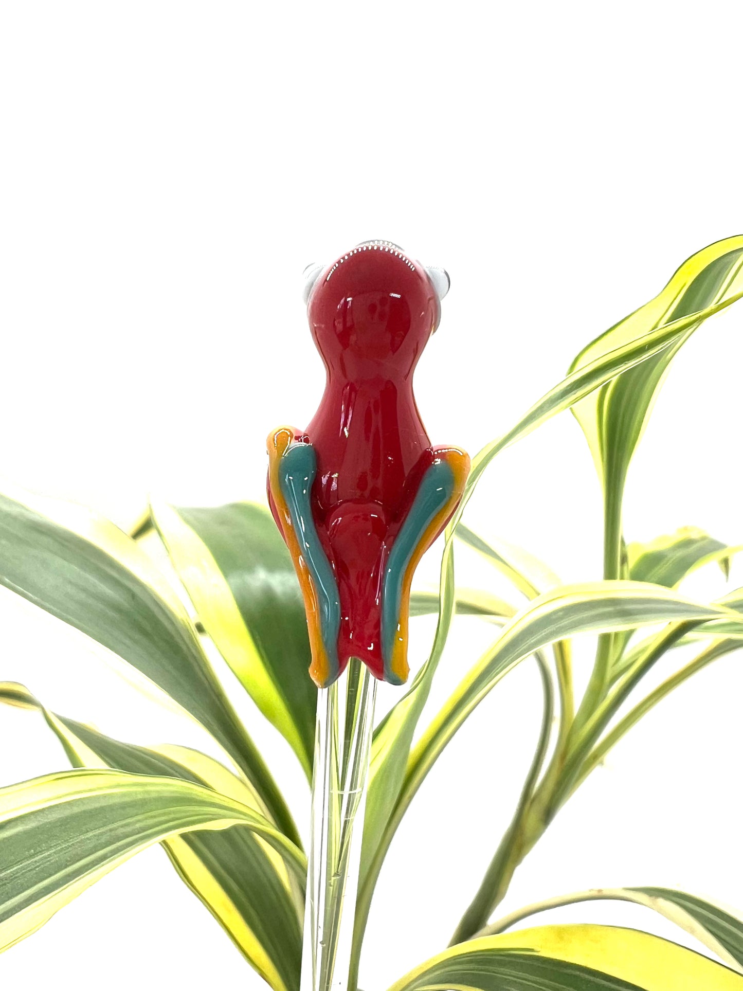 Red Parrot Glass Plant Stake