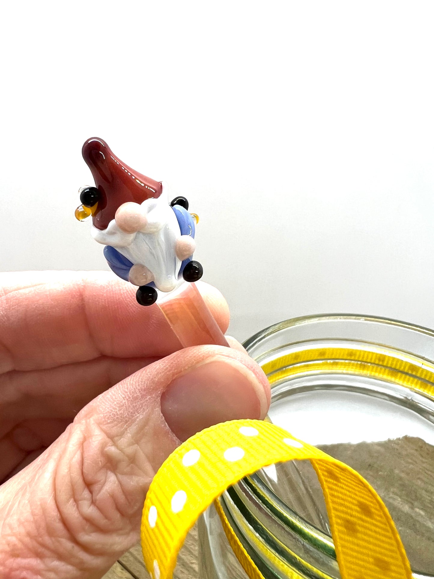 Gnome Bee Keeper with Tiny Bees Honey Drizzle Wand- Blue
