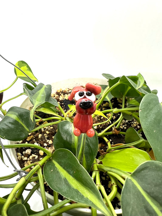Red Dog Glass Plant Stake