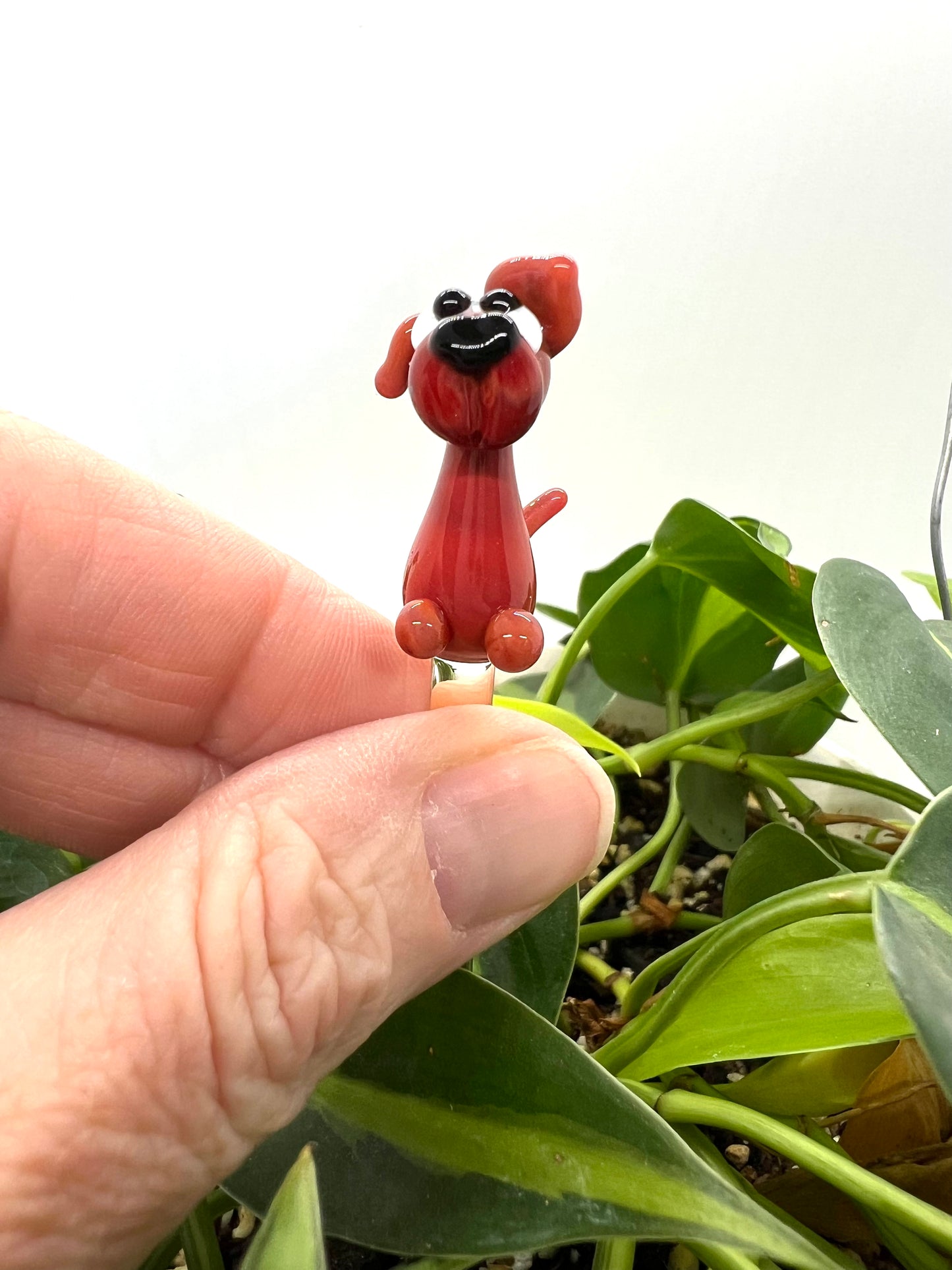 Red Dog Glass Plant Stake