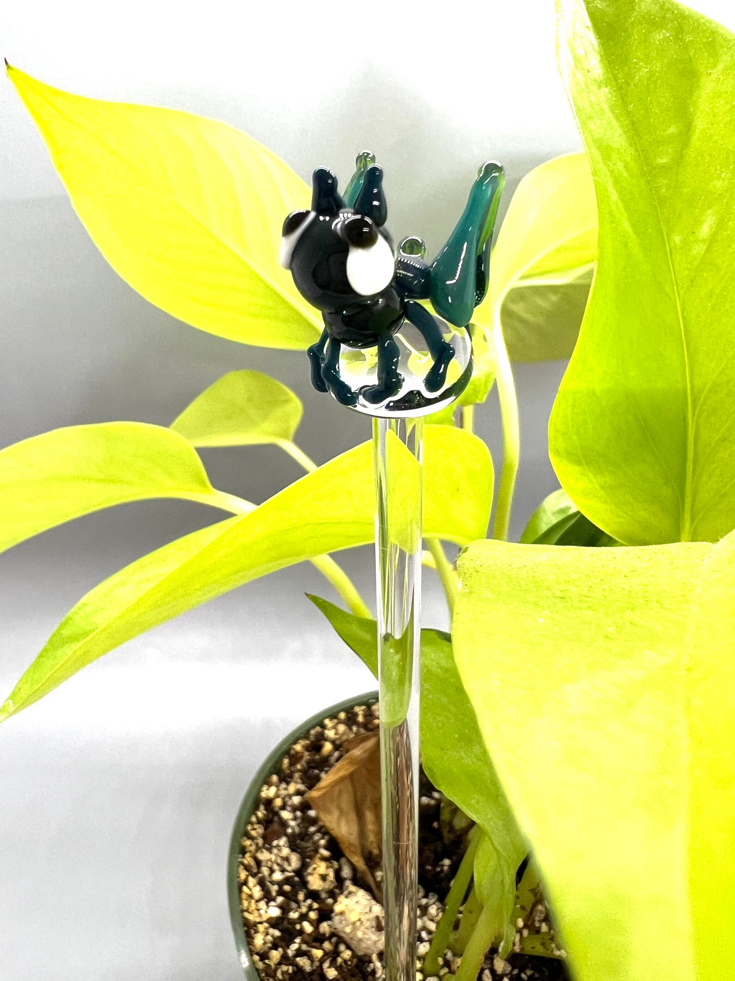 Teal Grasshopper Plant Stake