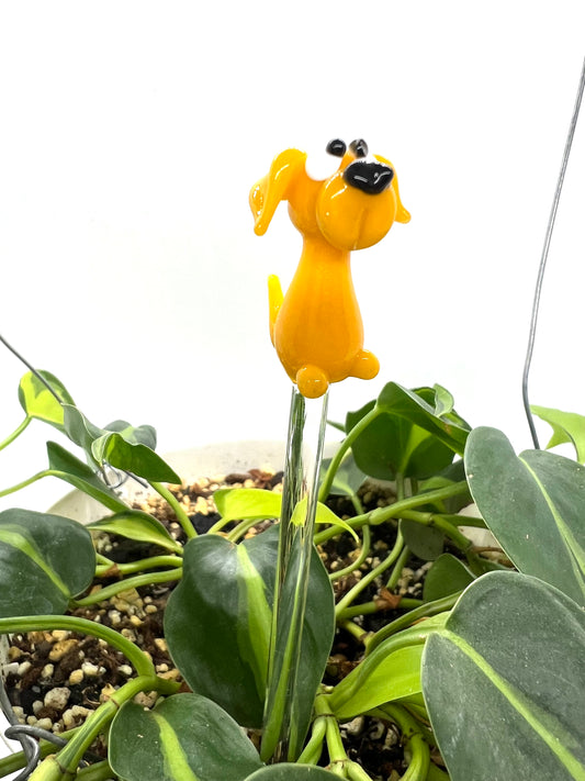 Yellow Dog Glass Plant Stake