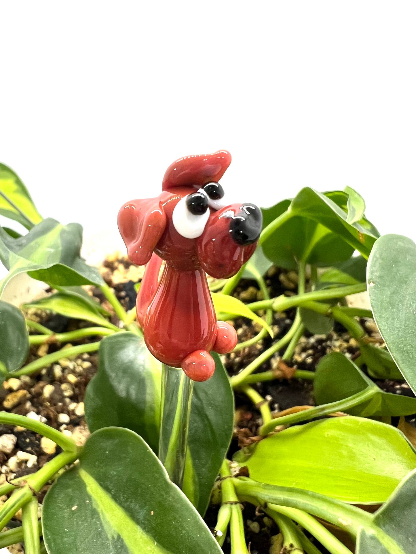 Red Dog Glass Plant Stake
