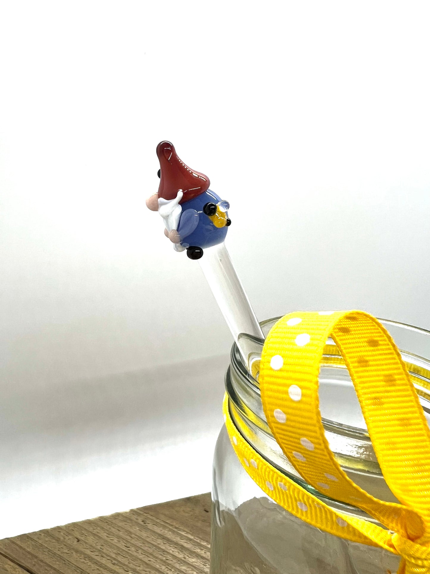Gnome Bee Keeper with Tiny Bees Honey Drizzle Wand- Blue