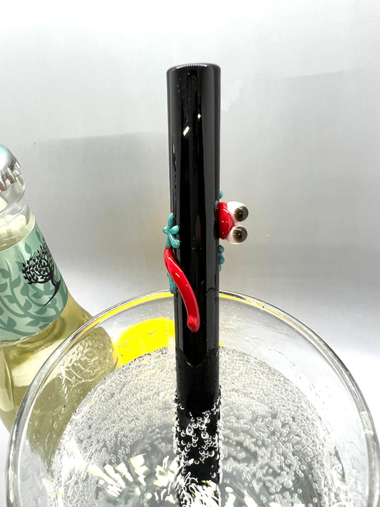 Red Gecko Smoothie Straw- Black Straight 8”