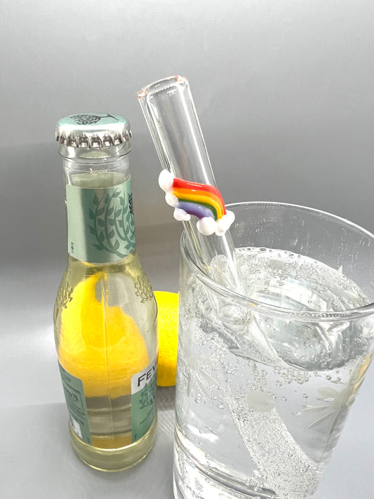 Rainbow Smoothie Straw- Clear Straight 8”