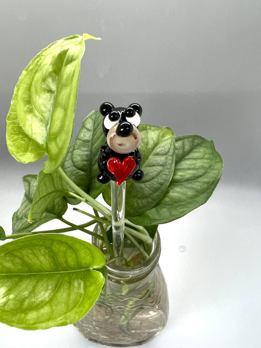 Valentines Bear Glass Plant Stake