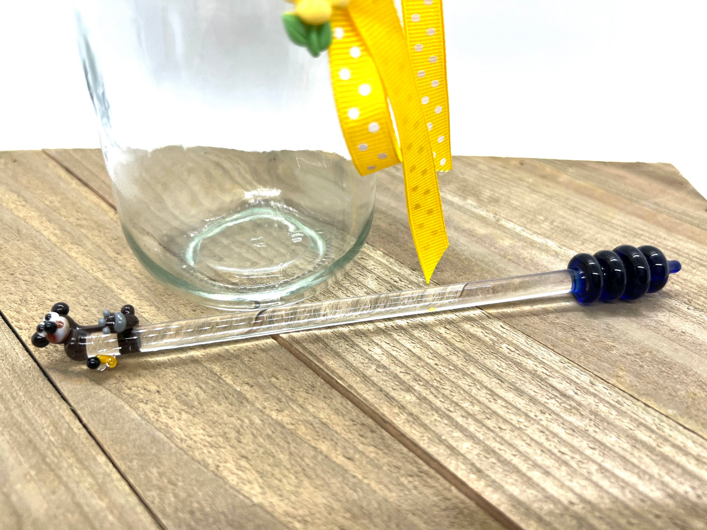 Bitsy Black Bear with Tiny Bees Honey Drizzle Wand