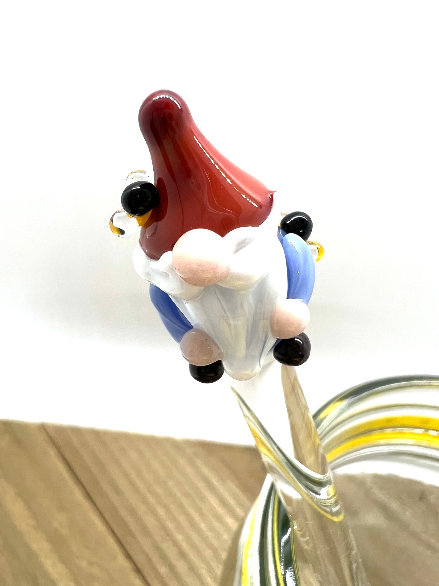 Gnome Bee Keeper with Tiny Bees Honey Drizzle Wand- Blue