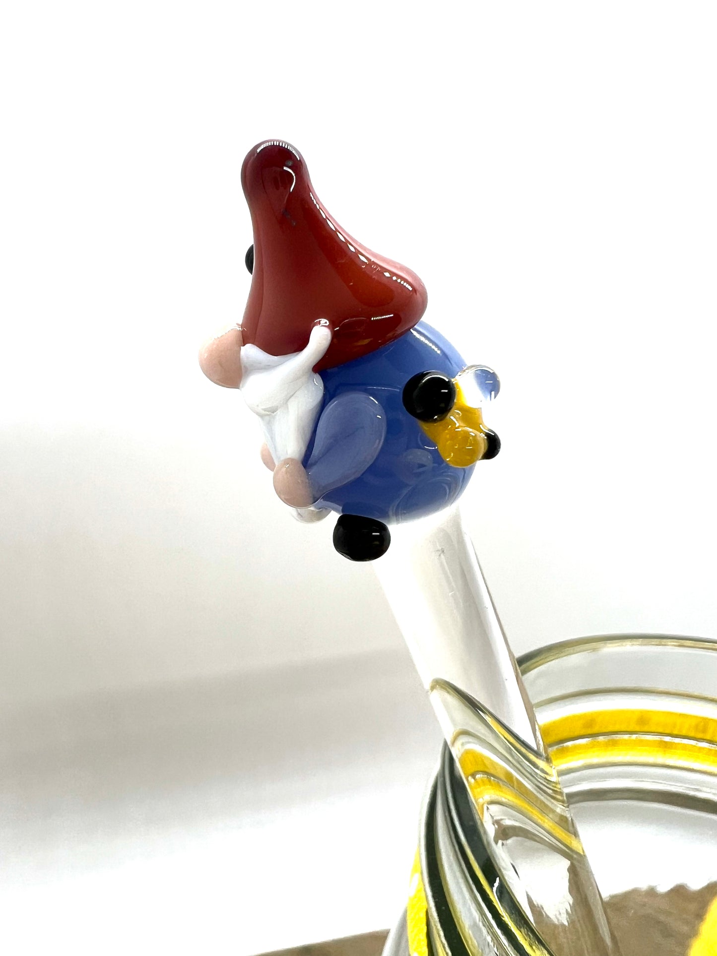 Gnome Bee Keeper with Tiny Bees Honey Drizzle Wand- Blue