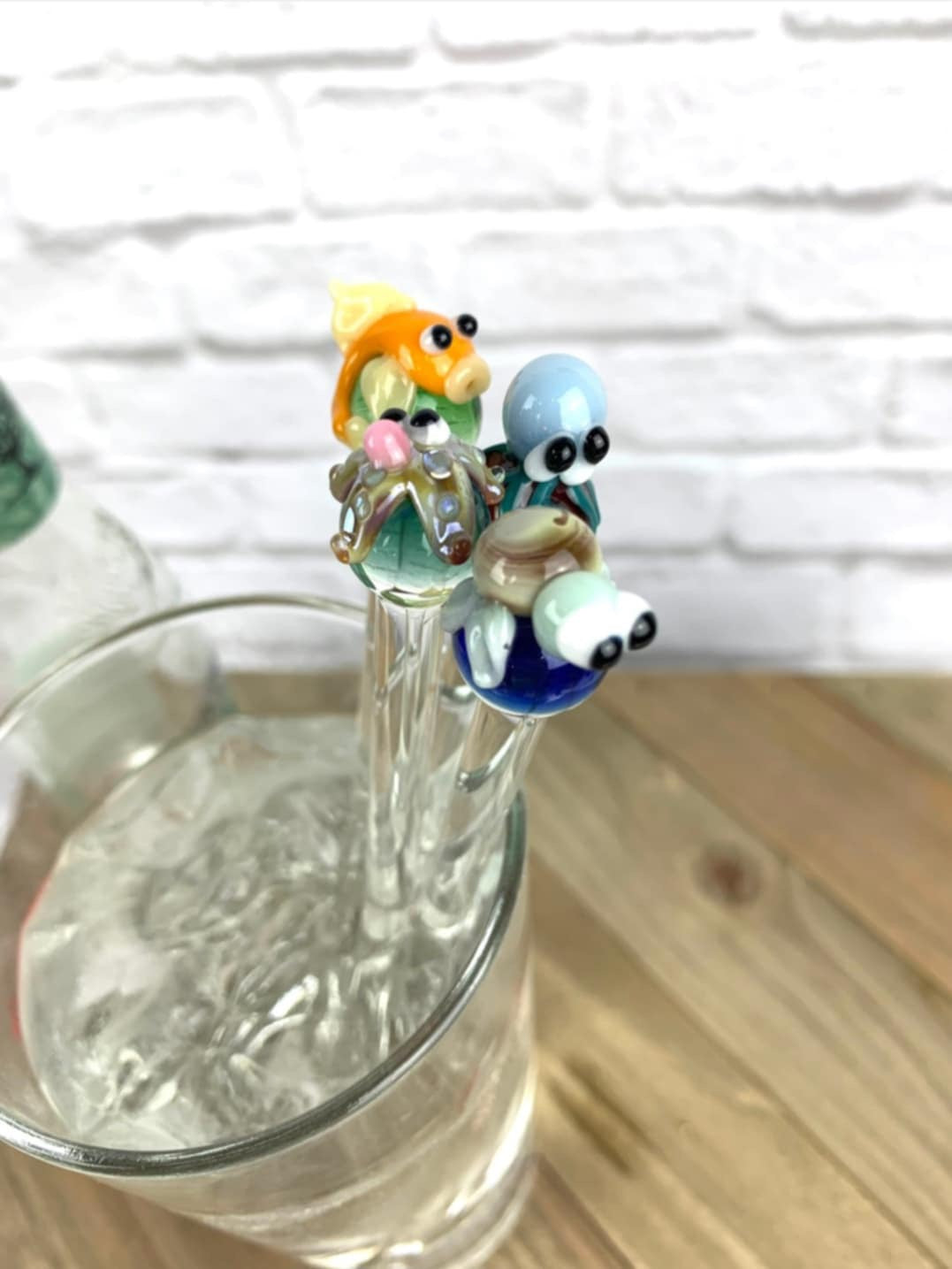 Ocean Animal Glass Stir Stick- 7.5”