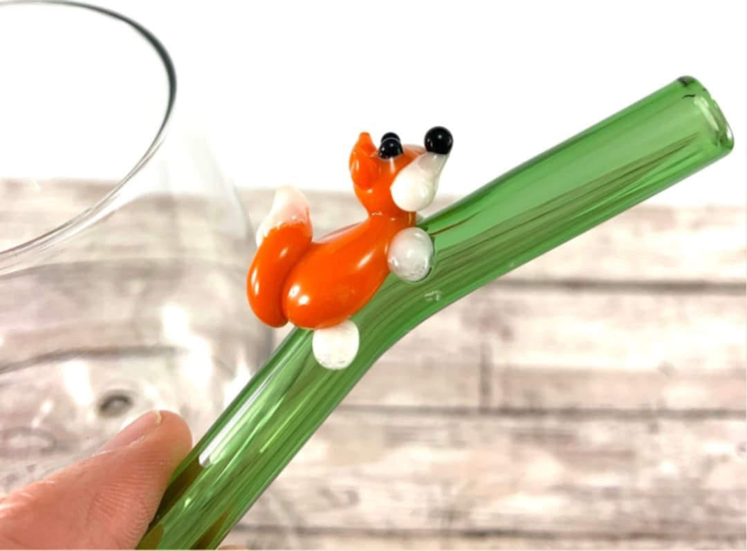 Fox on a Green Bent Straw