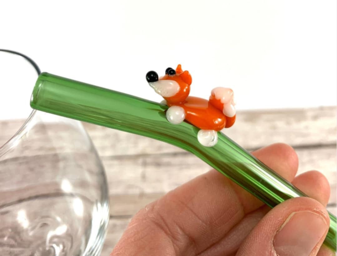 Fox on a Green Bent Straw