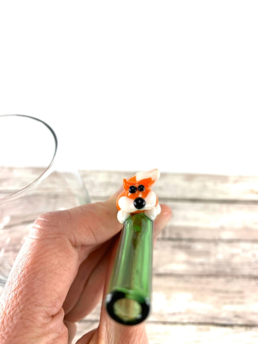 Fox on a Green Bent Straw