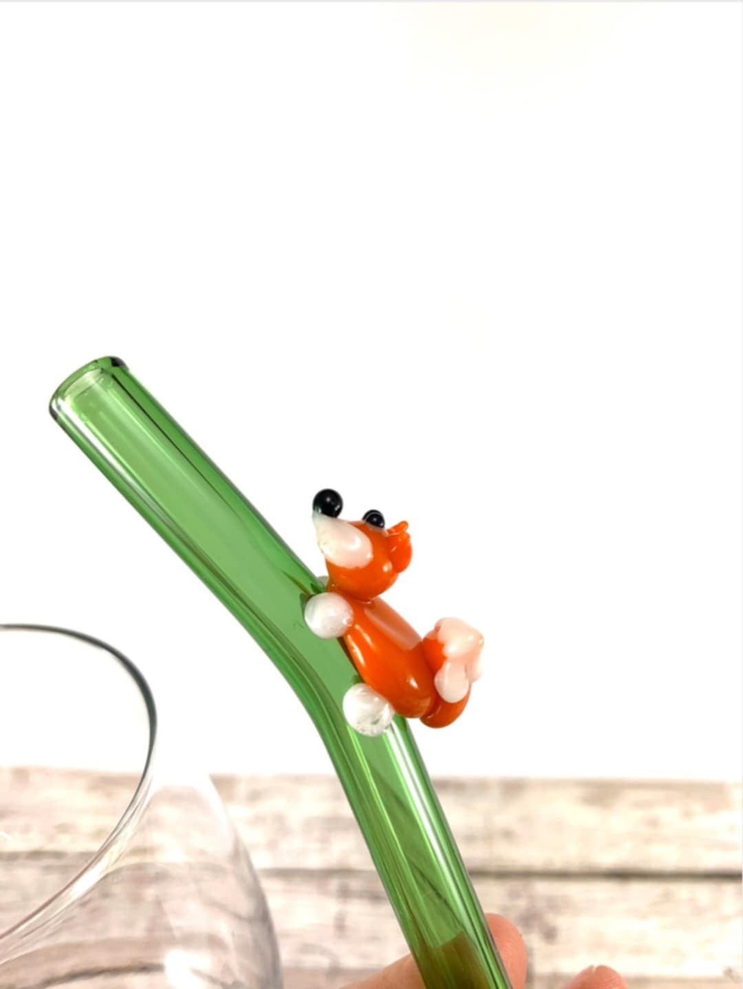 Fox on a Green Bent Straw