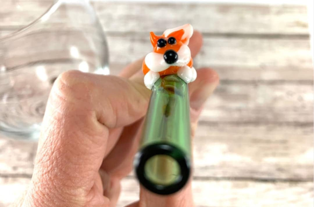 Fox on a Green Bent Straw