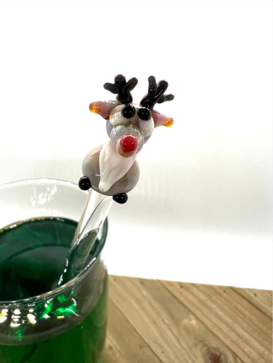 Reindeer Glass Stir Stick- 7” long