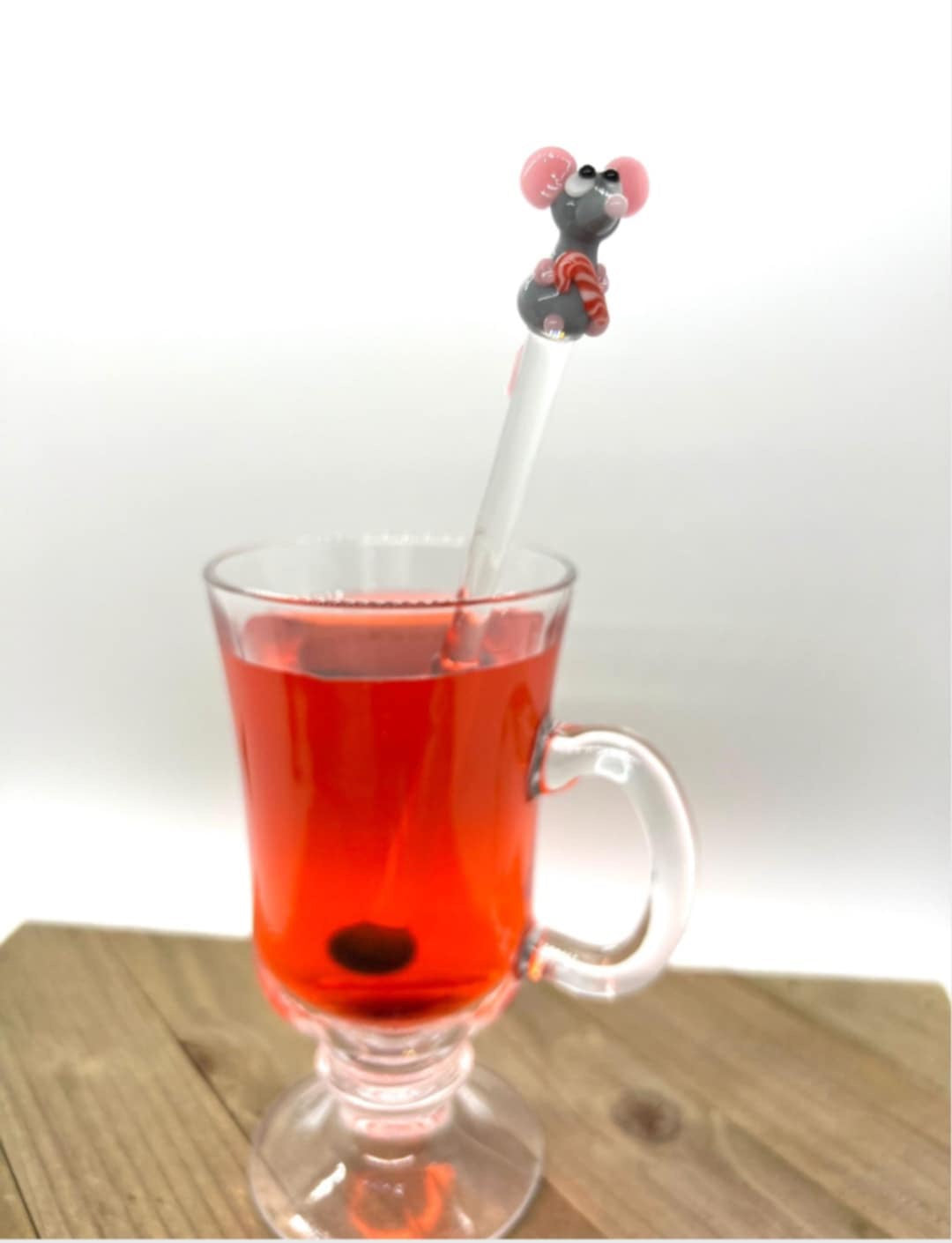 Christmas Mouse Glass Stir Stick