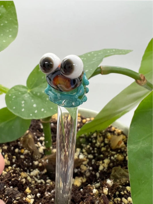 Rainbow Frog Glass Plant Stake