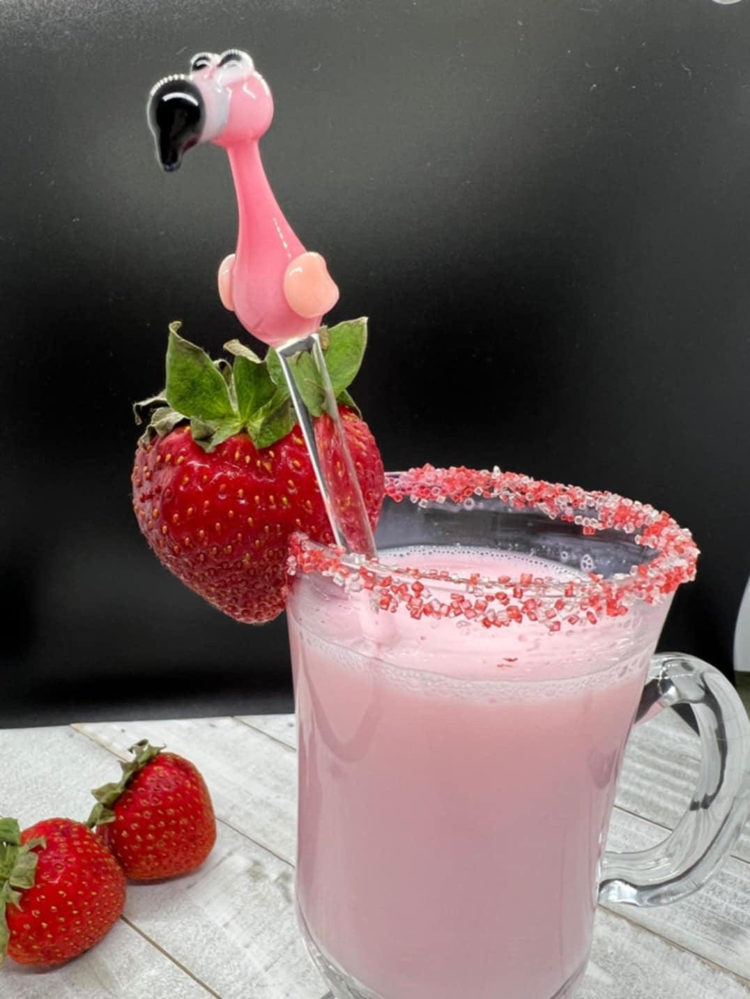 Pink Flamingo Glass Stir Stick- 5.75”