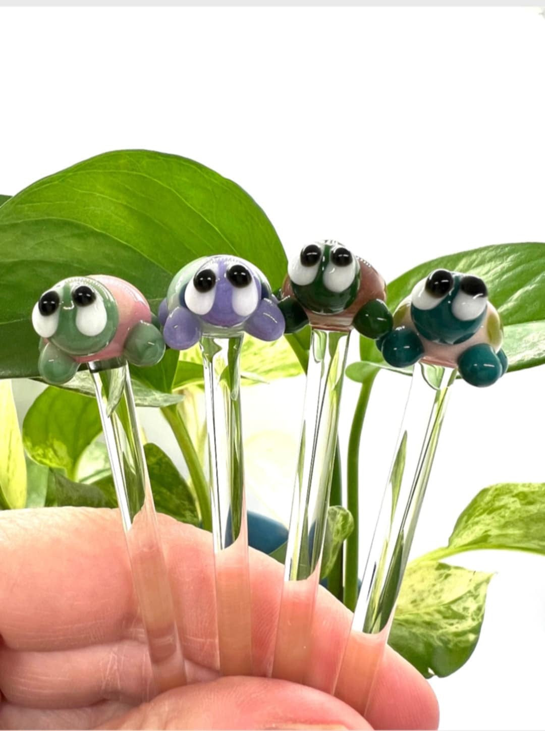Turtle Glass Plant Stake- Choose your favorite