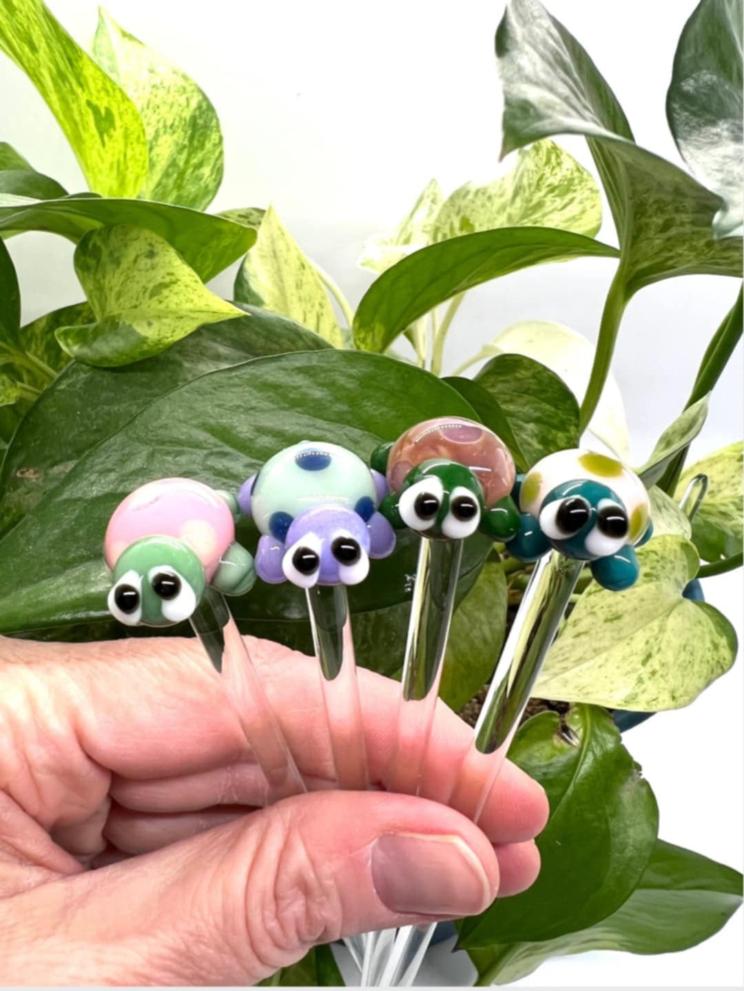 Turtle Glass Plant Stake- Choose your favorite