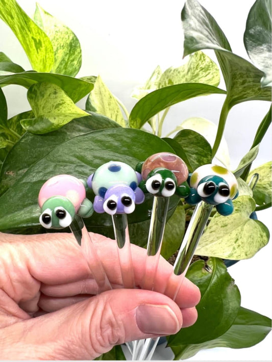 Turtle Glass Plant Stake- Choose your favorite