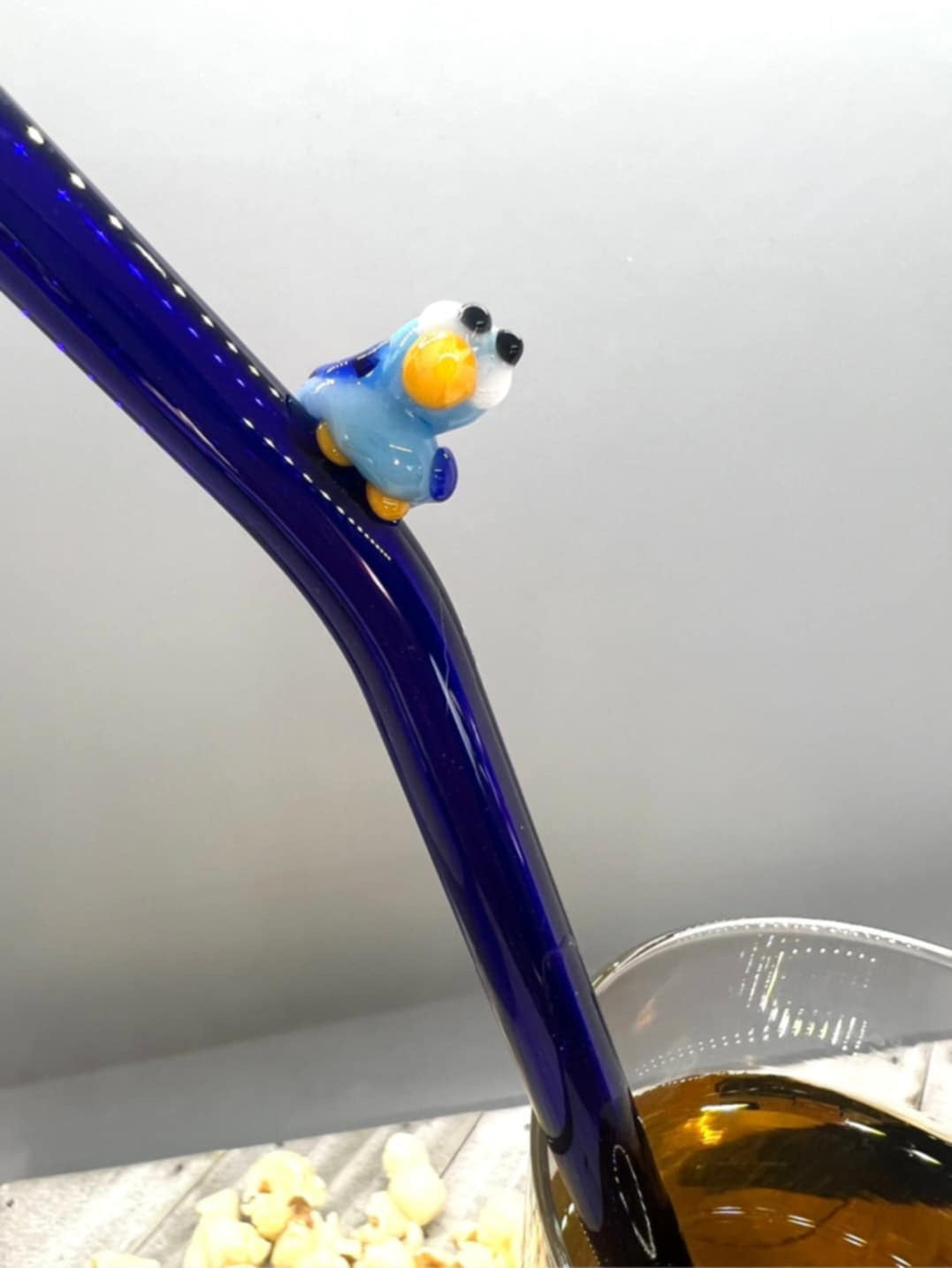 Blue Bird Glass Straw