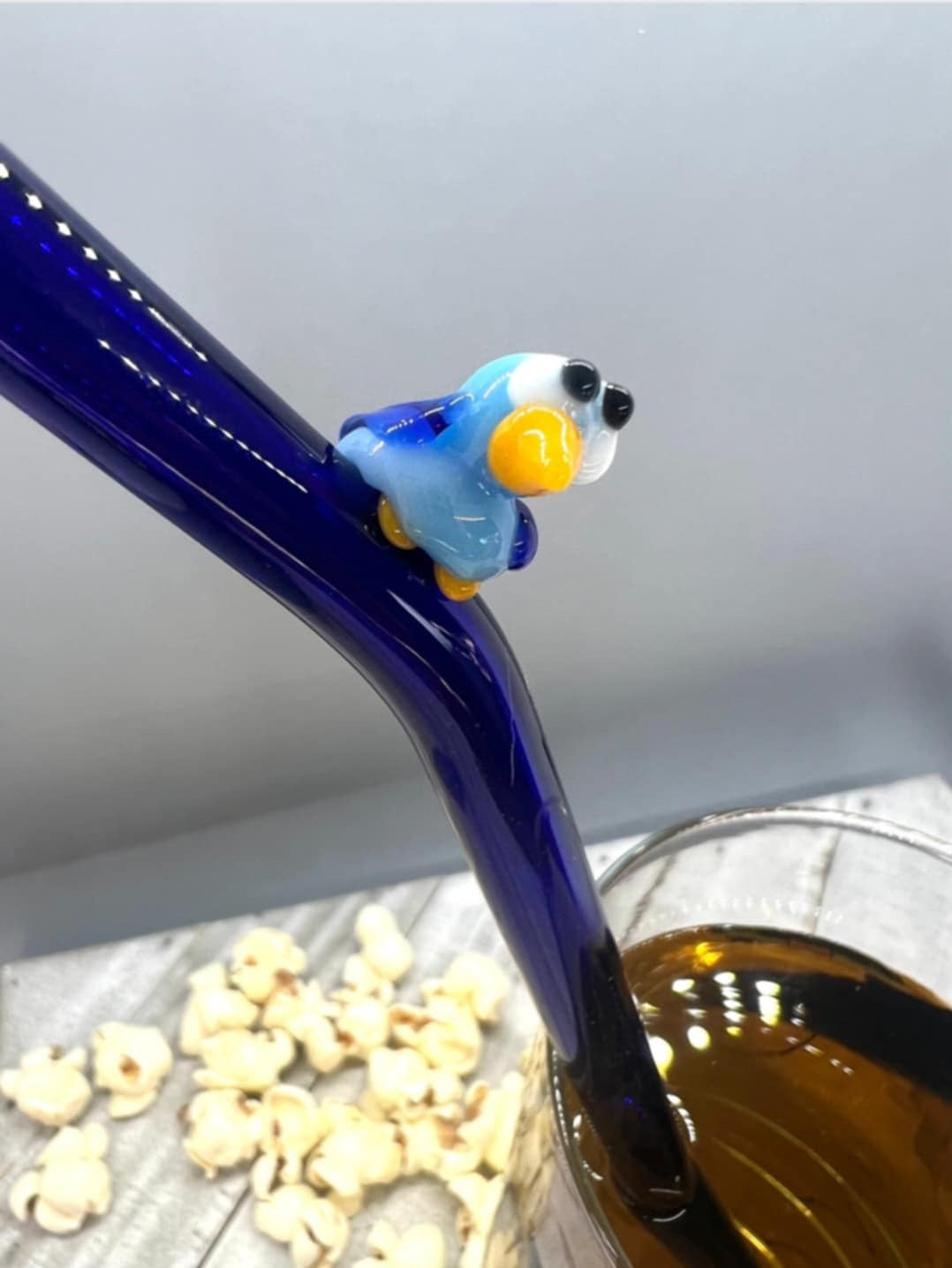 Blue Bird Glass Straw