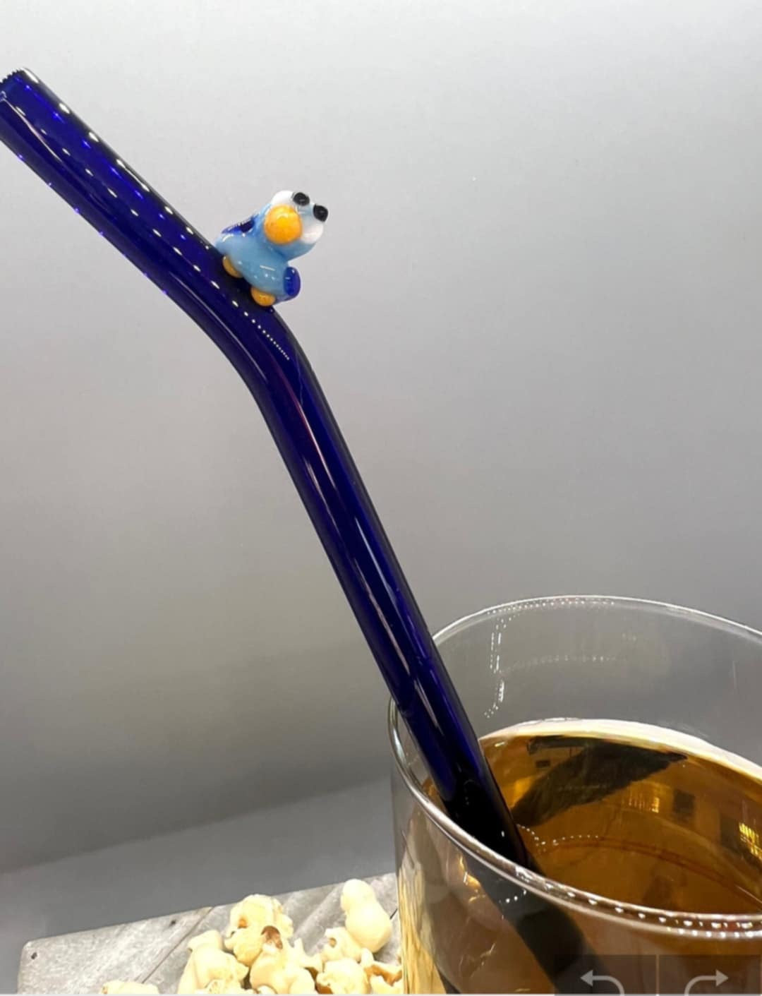 Blue Bird Glass Straw