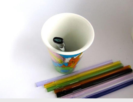 Pinched Straight Color Glass Straw