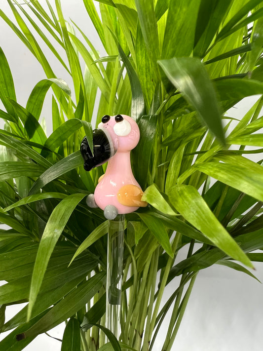 Flamingo Glass Plant Stake