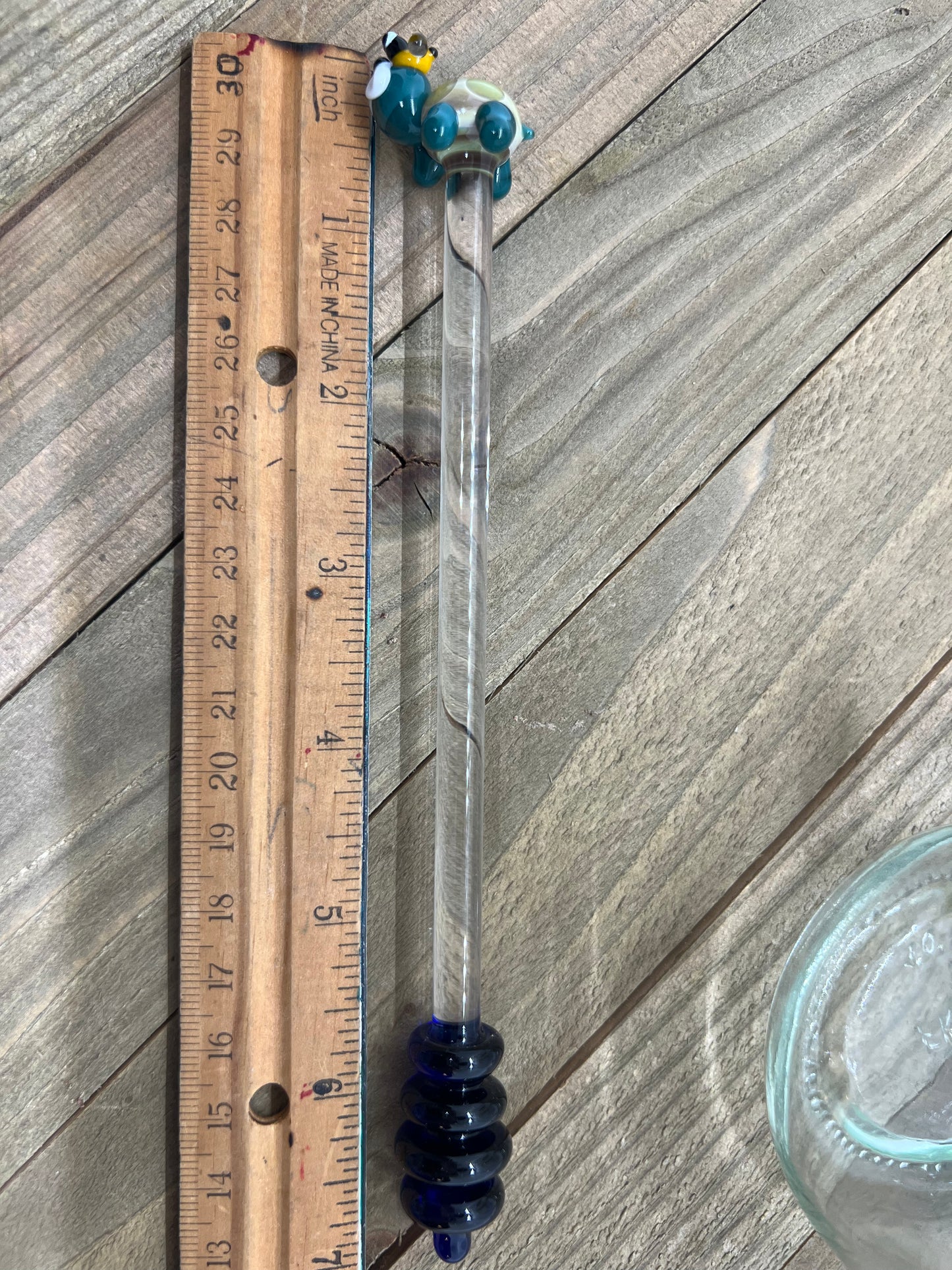 Turtle and Bee Glass Honey Drizzle Wand