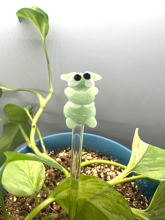Mint Hippo Glass Plant Stake