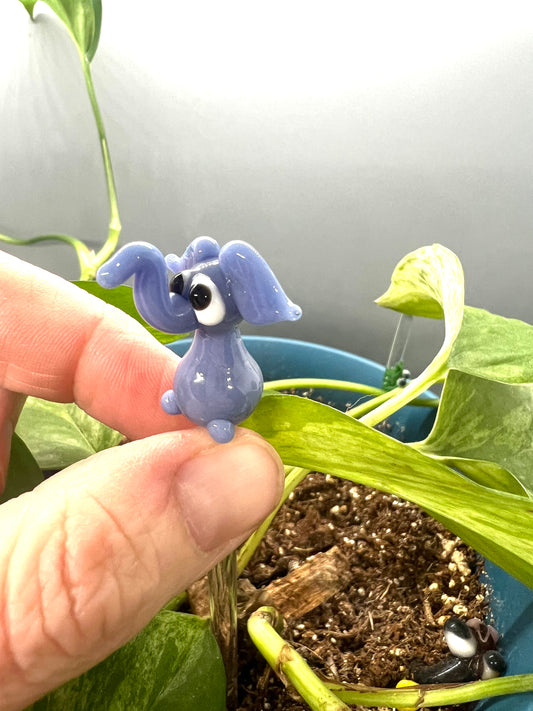 Blue Elephant Glass Plant Stake