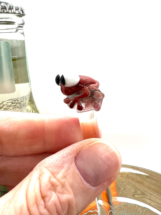 Red Frog Glass Stir Stick