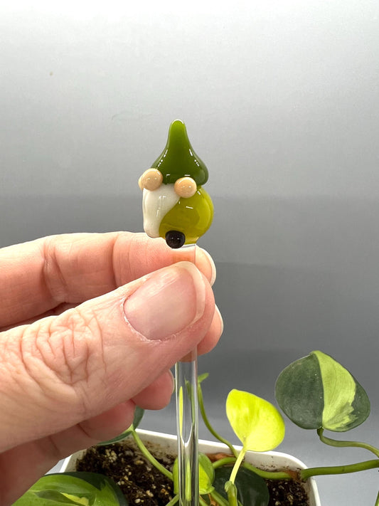 Green Gnome Glass Plant Stake