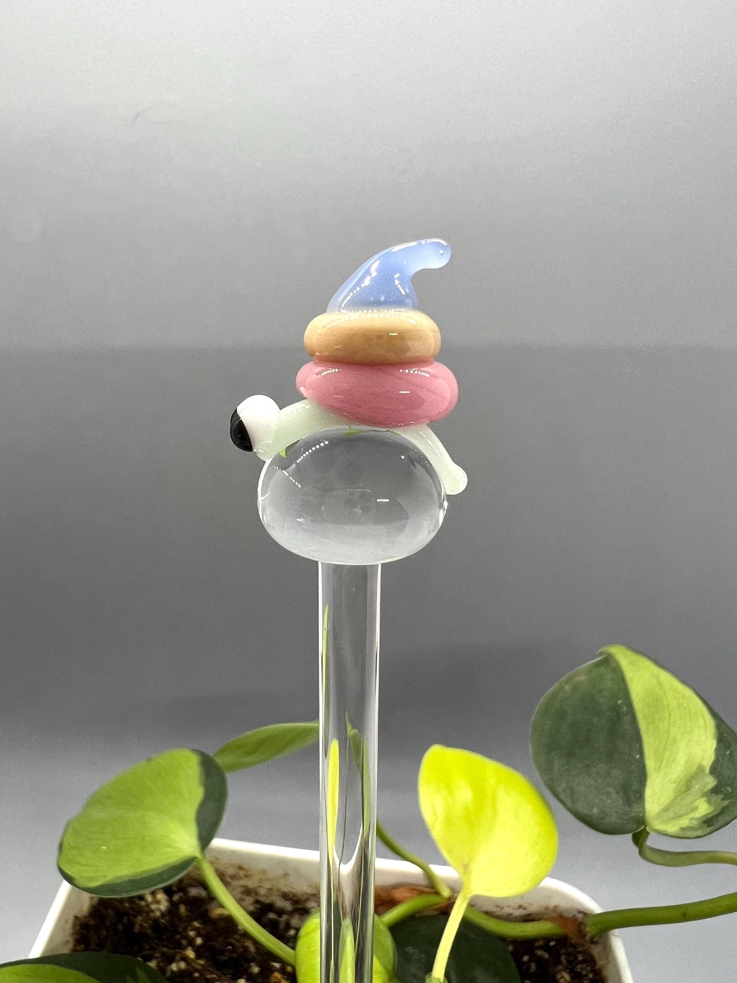 Snail Glass Plant Stake- Pink Peach Blue and Mint