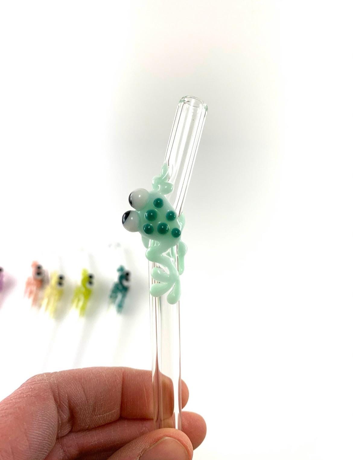 Pastel Frog Glass Straw