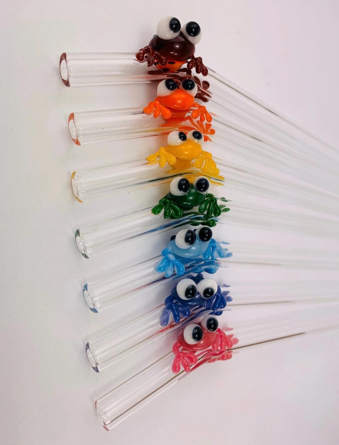 Bright Primary Frog Glass Straw